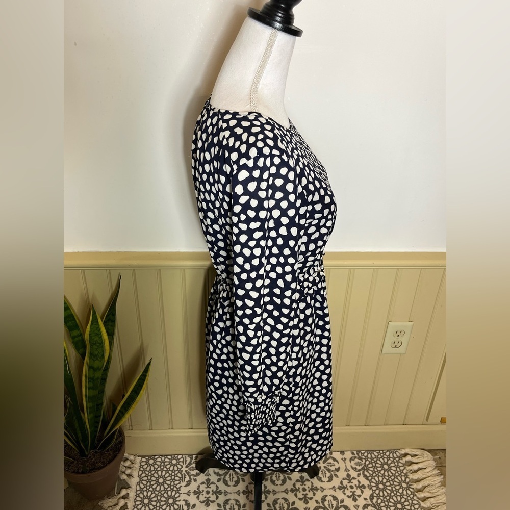 J. Crew Dress Midi Navy Spotted Long Sleeve Chiffon Sundress Party Women’s Sz 2 - Picture 2 of 9